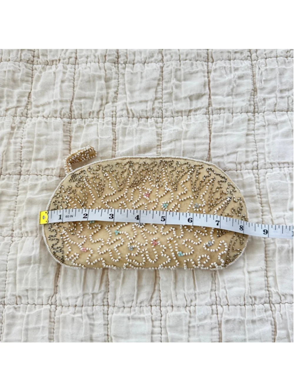 Vintage Beaded Cream White Clutch Purse